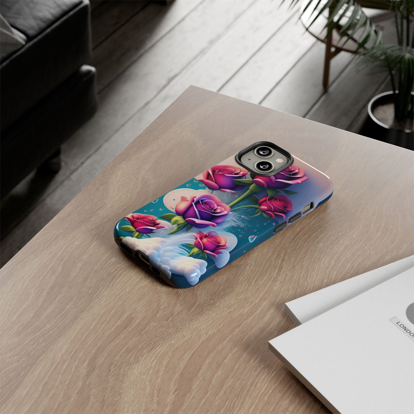 Floral Dream Tough Phone Case — Rose Bouquet Clouds Design