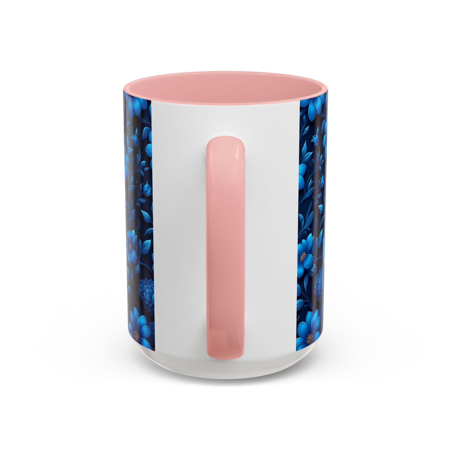 Floral Accent Coffee Mug, Blue Flower Mug, Ceramic Coffee Cup, Gift for Her, Nature-Themed Drinkware, Floral Home Decor, Unique Mug