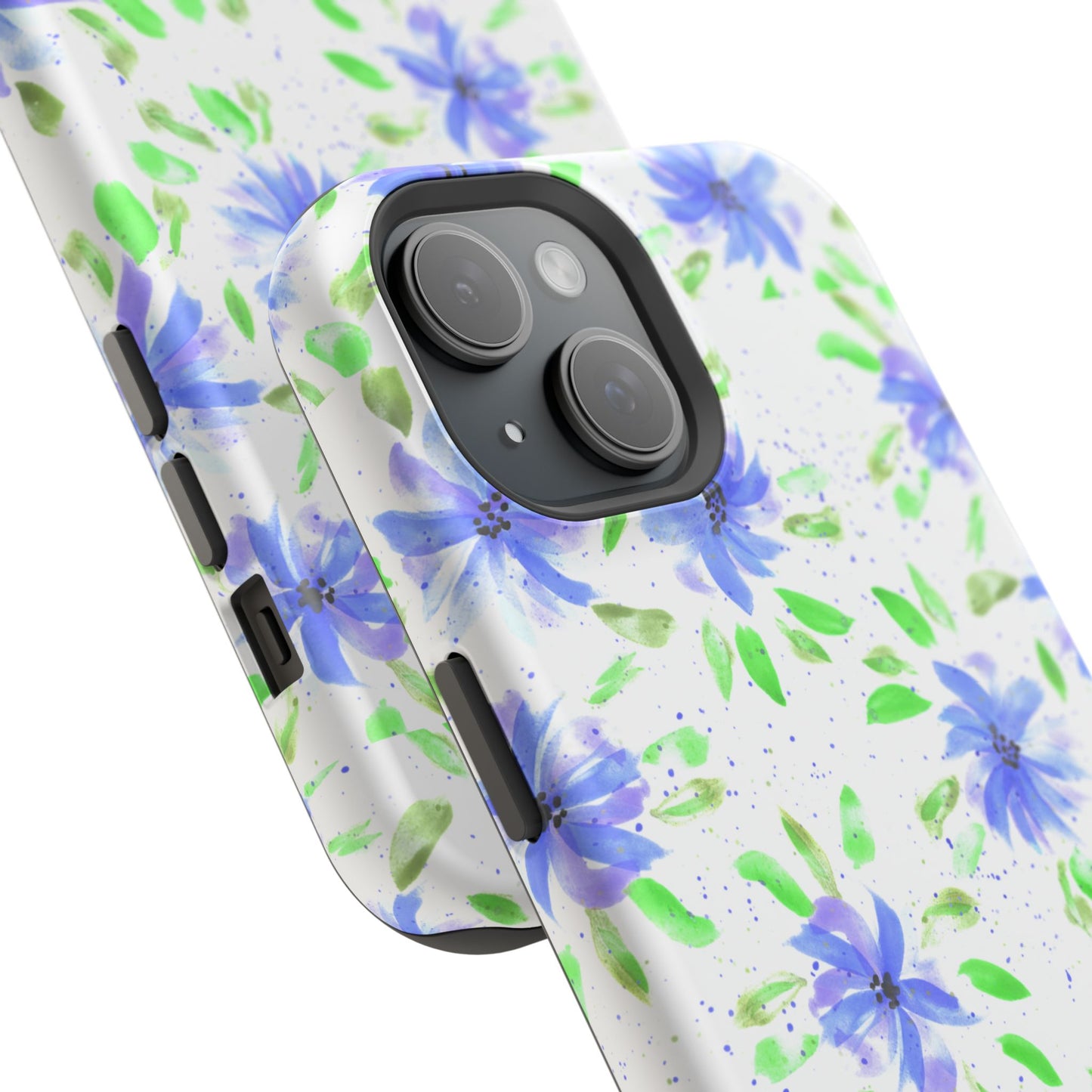 Floral Blue Watercolor Phone Case — Magnetic Impact-Resistant