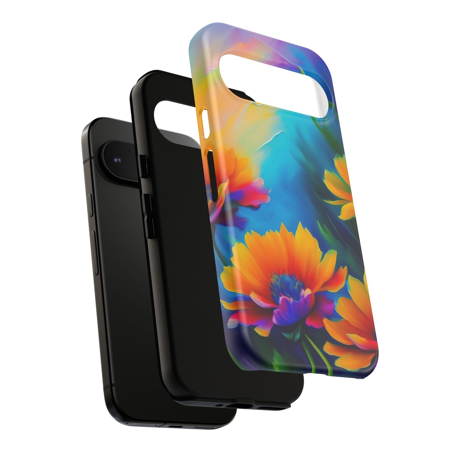 Floral Sunset Tough Phone Case — Vibrant Watercolor Flowers Protective Cover