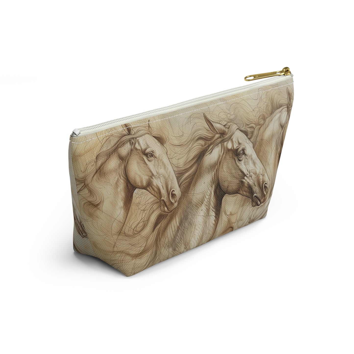 Horse Run Accessory Pouch — Equestrian Makeup & Travel T-Bottom Bag