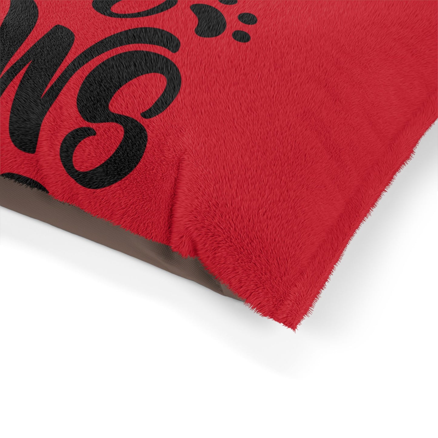 Love Has Four Paws Pet Bed — Red Plush Dog & Cat Cushion