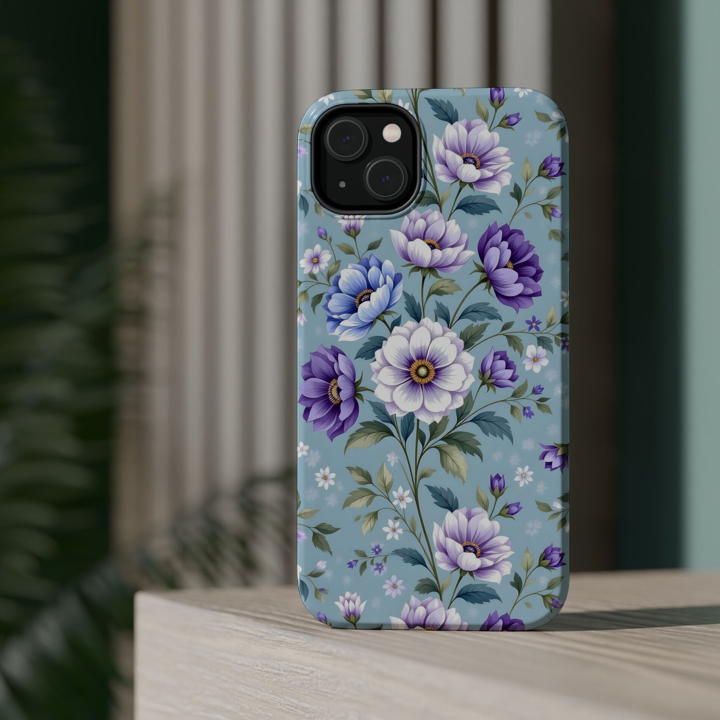 Floral Purple Peony Phone Case — Magnetic Impact‑Resistant Protective Cover