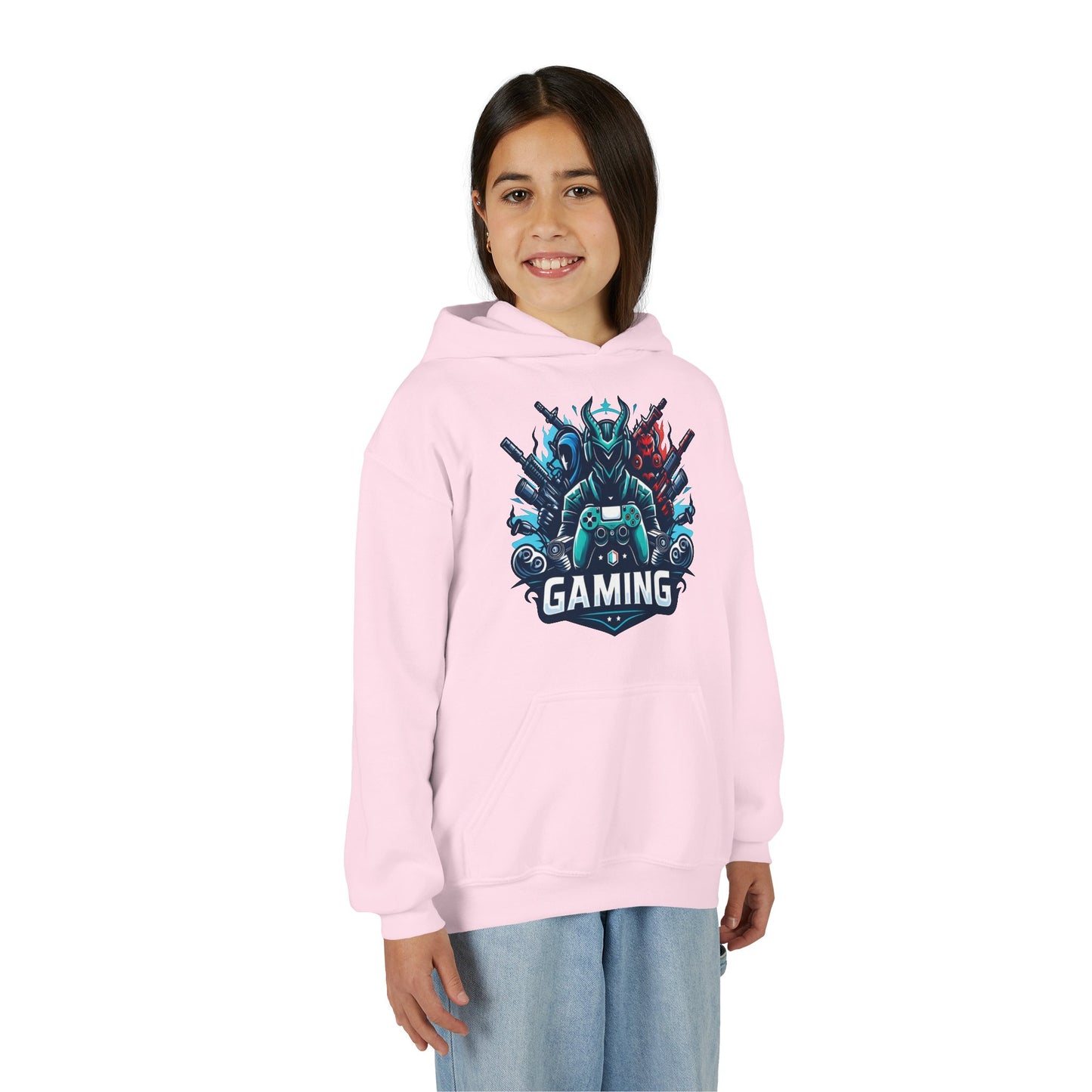 Youth Gaming Hoodie — Robotic Gamer Emblem Sweatshirt