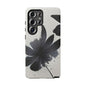 Monochrome Floral Tough Phone Case — Black Ink Flower Protective Cover
