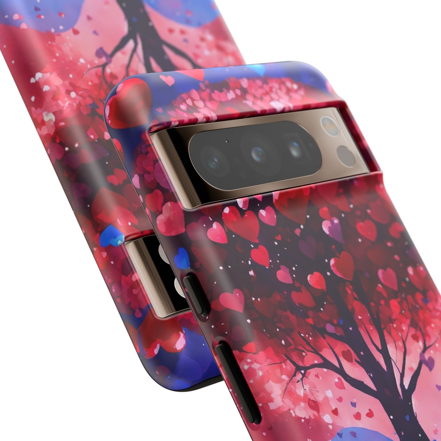 Heart Tree Phone Case — Romantic Red & Blue Protective Tough Case