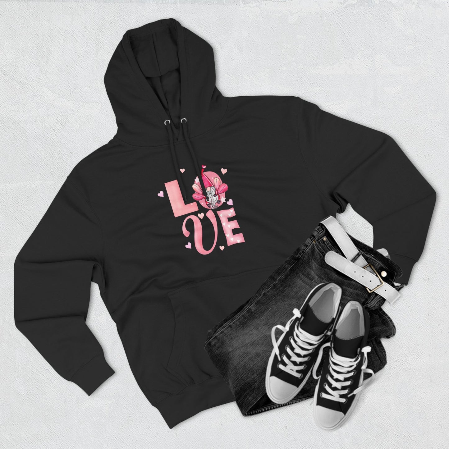 Love Blossom Hoodie — Pink Floral "LOVE" Graphic Fleece Hoodie
