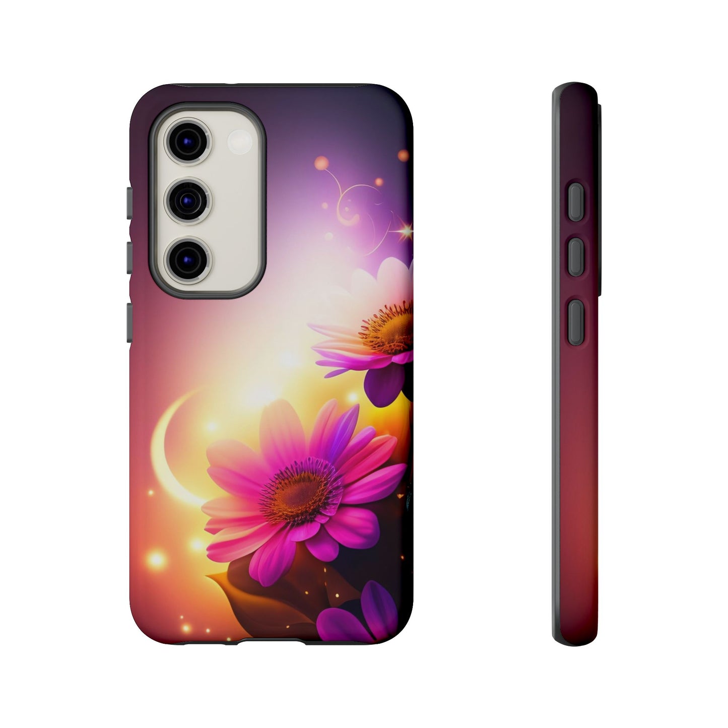 Floral Moonlight Phone Case – Purple Daisy Protective Cover