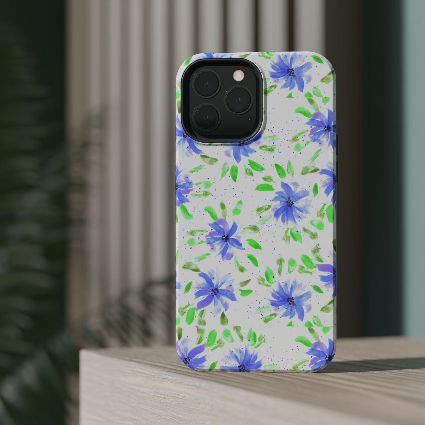 Floral Blue Watercolor Phone Case — Magnetic Impact-Resistant