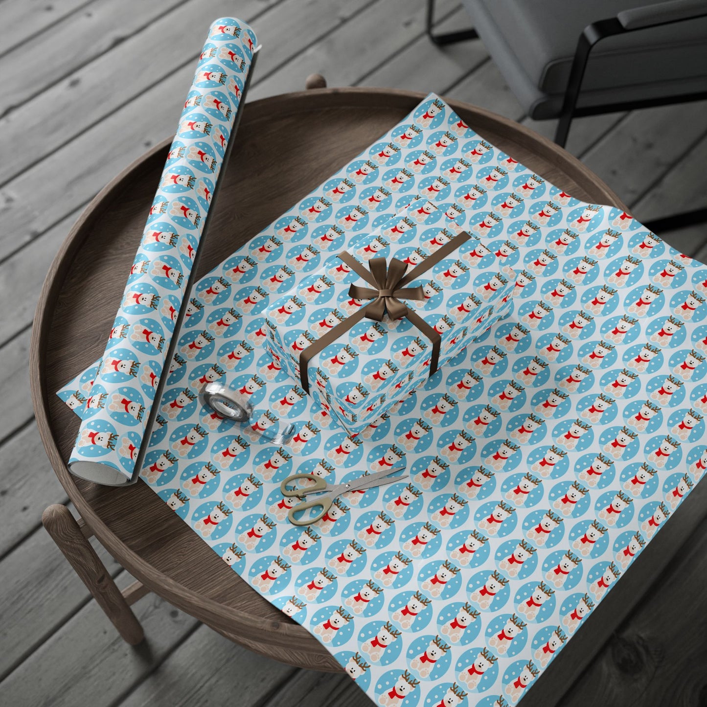 Snow Globe Reindeer Wrapping Paper Roll — Cute Holiday Gift Wrap