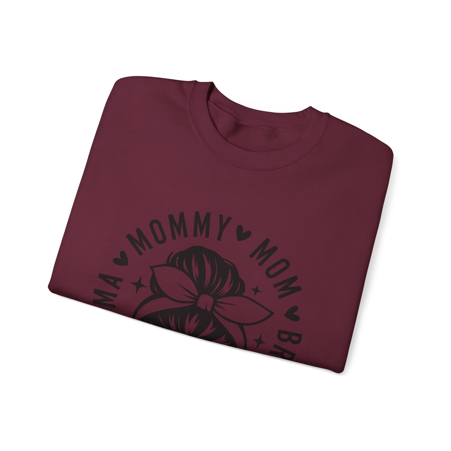 Mommy Mom Momma Crewneck Sweatshirt — Messy Bun Mom Graphic Pullover