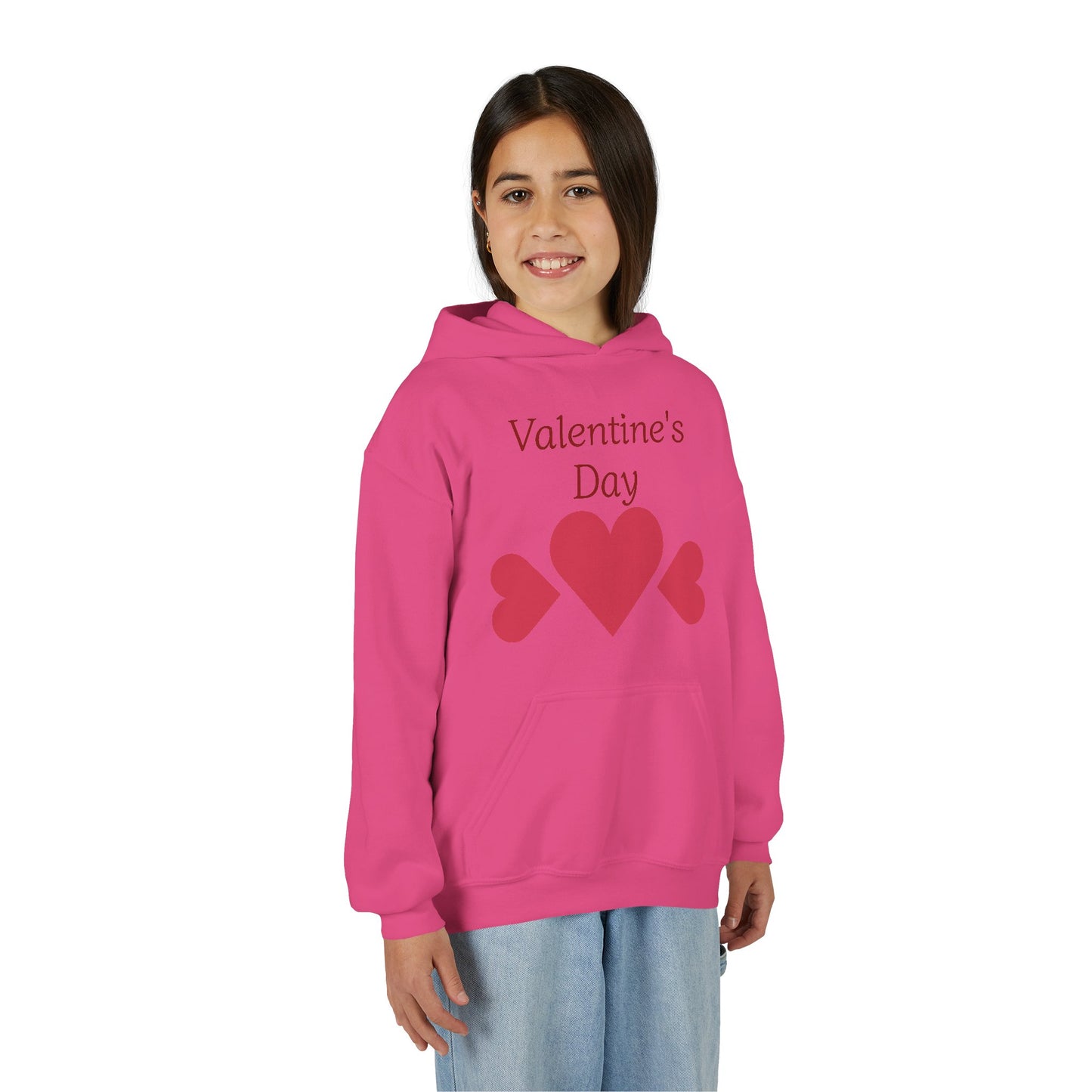 Valentine's Day Kids Hoodie - Pink Heart Trio Youth Sweatshirt