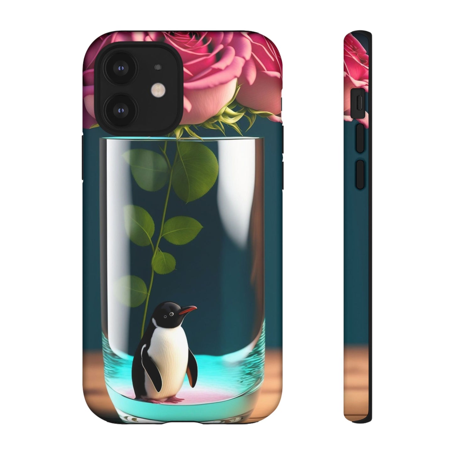 Penguin in a Glass Floral Tough Phone Case — Cute Protective Phone Cover