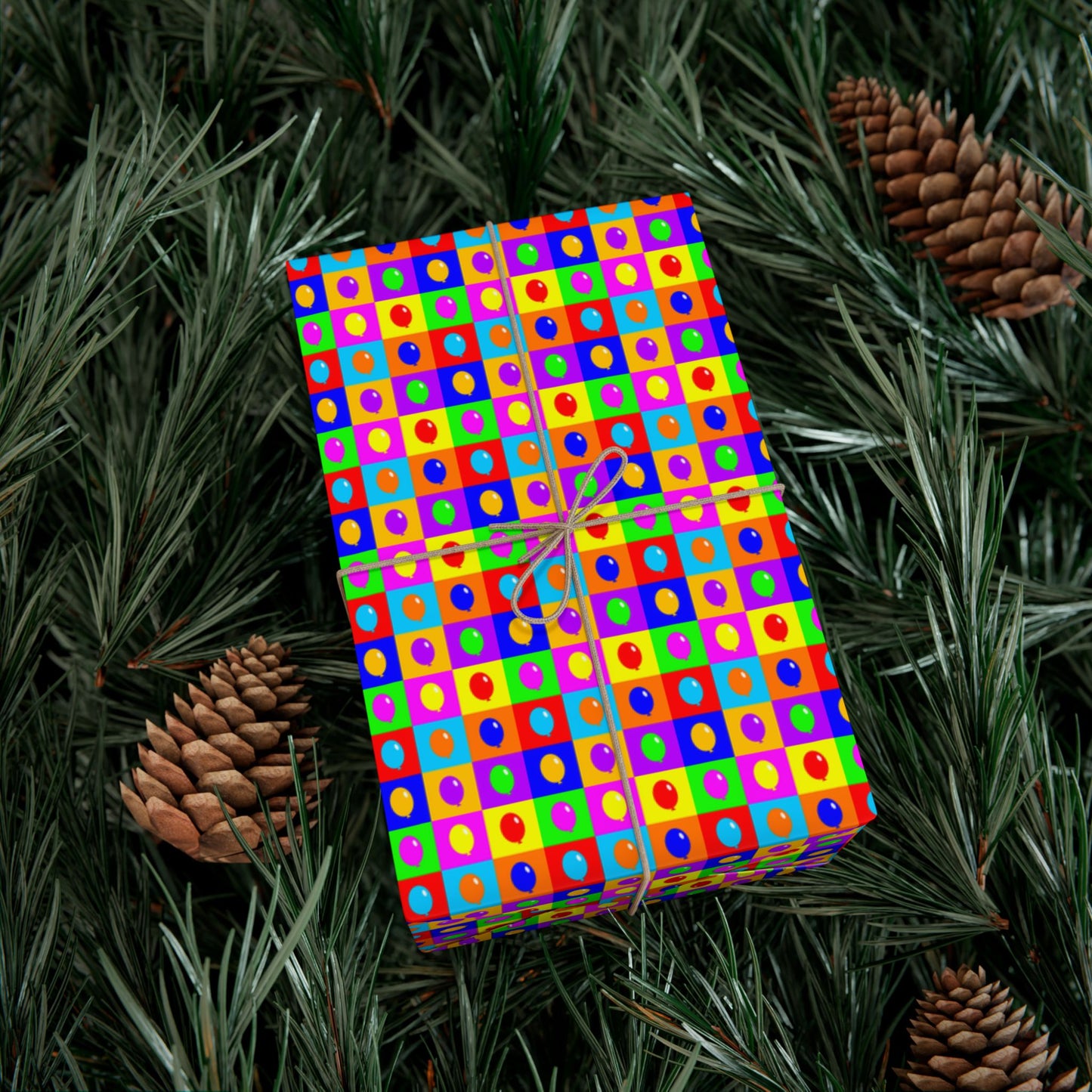 Colorful Heart Grid Gift Wrap Paper — Bright Geometric Valentine & Birthday Wrapping