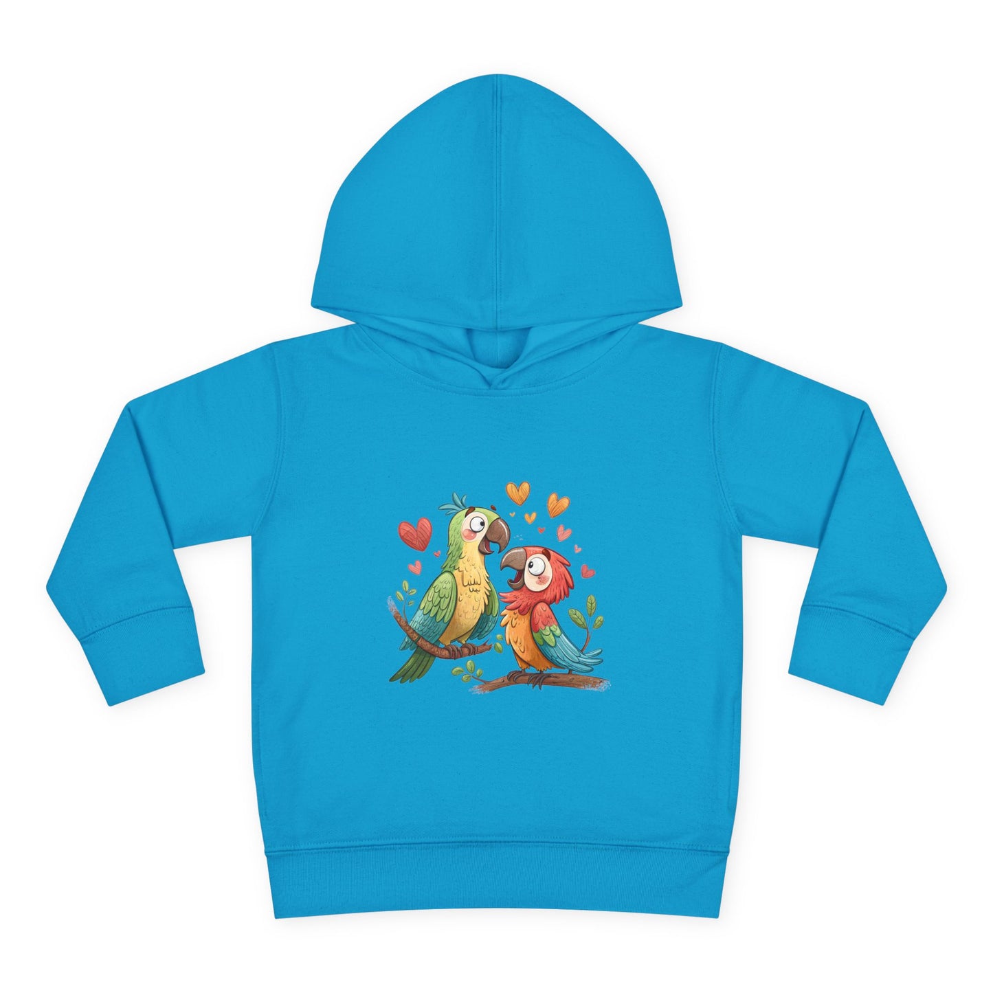 Toddler Hoodie — Cute Parrot Love Pullover (Heart Bird Kids Sweatshirt)