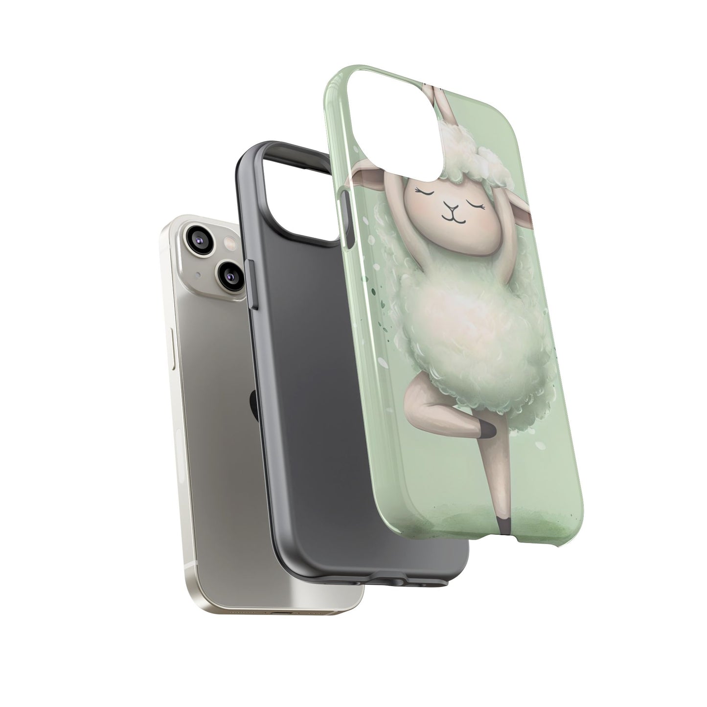 Cute Yoga Sheep Phone Case — Pastel Lamb Ballerina Protective Cover