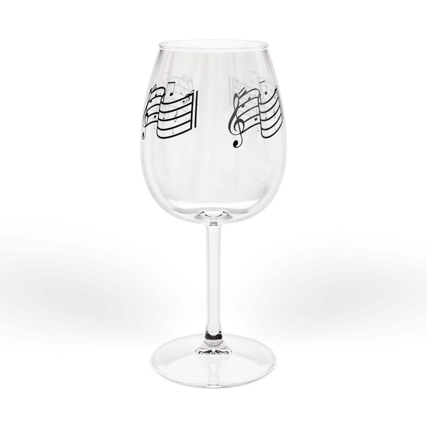 Music Note Wine Glass — 12oz Stemmed Glass with Musical Staff Design