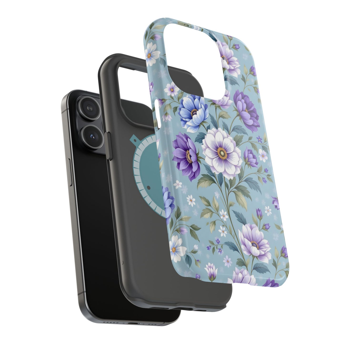 Floral Purple Peony Phone Case — Magnetic Impact‑Resistant Protective Cover