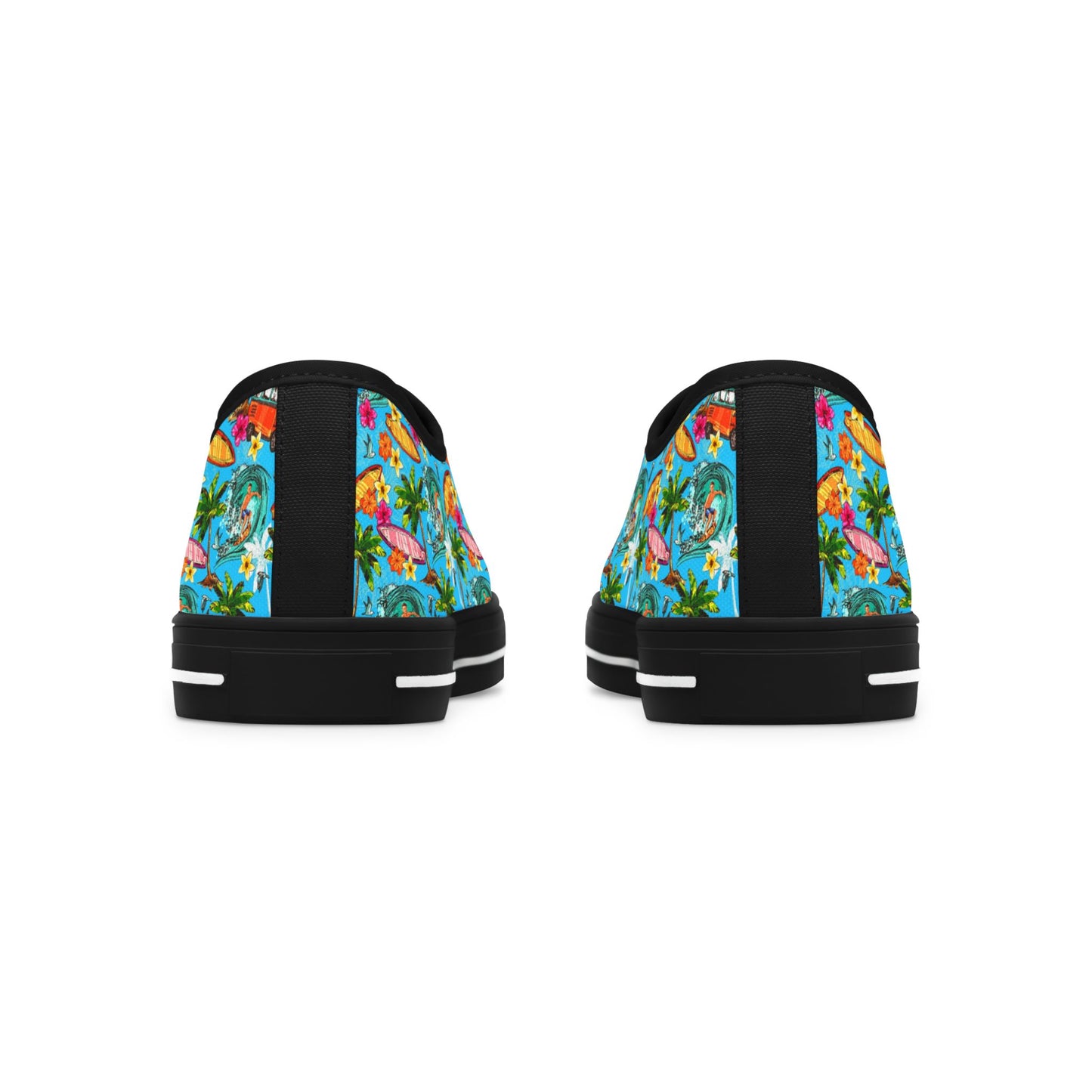 Low Top Sneakers — Tropical Flamingo Print Canvas Shoes