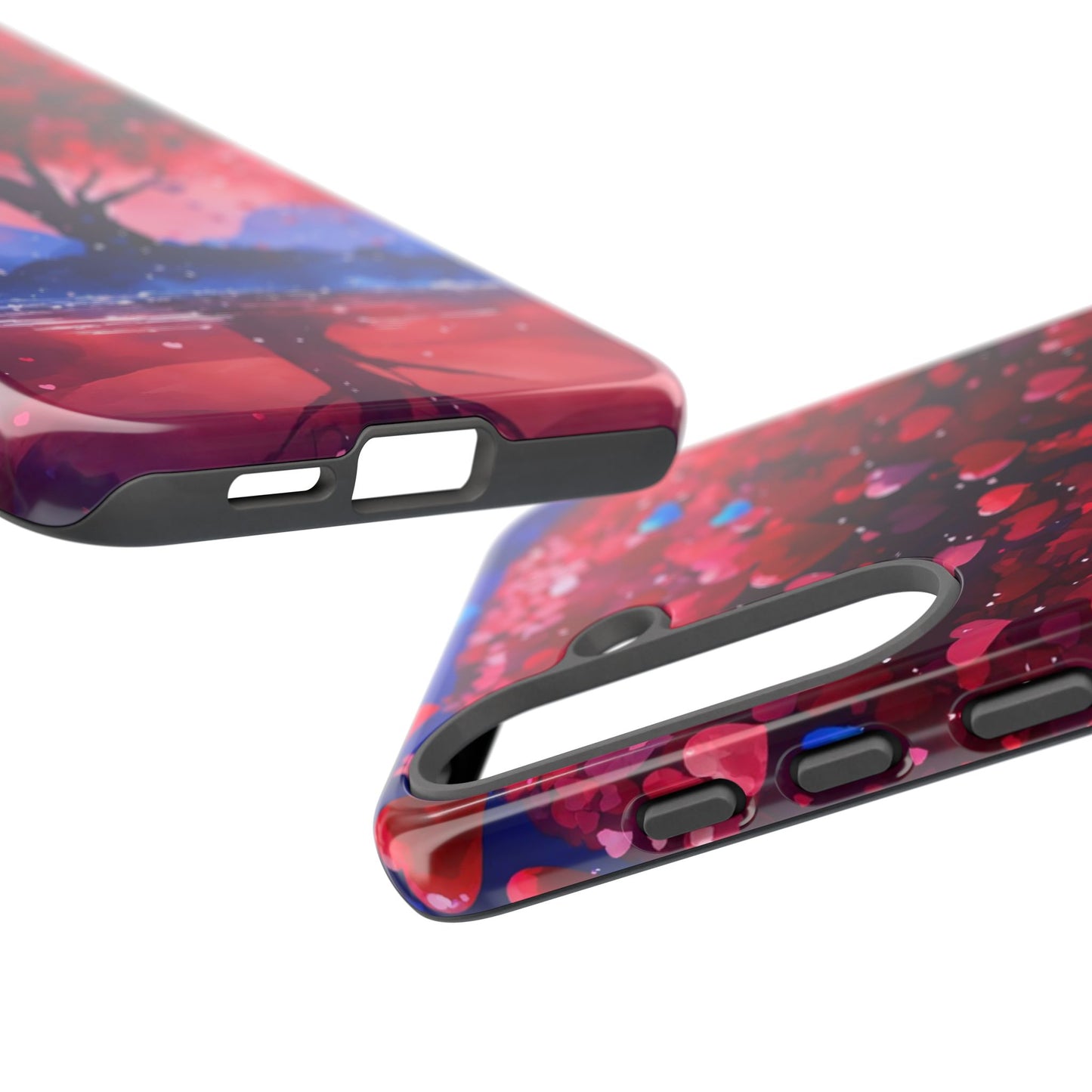 Heart Tree Phone Case — Romantic Red & Blue Protective Tough Case