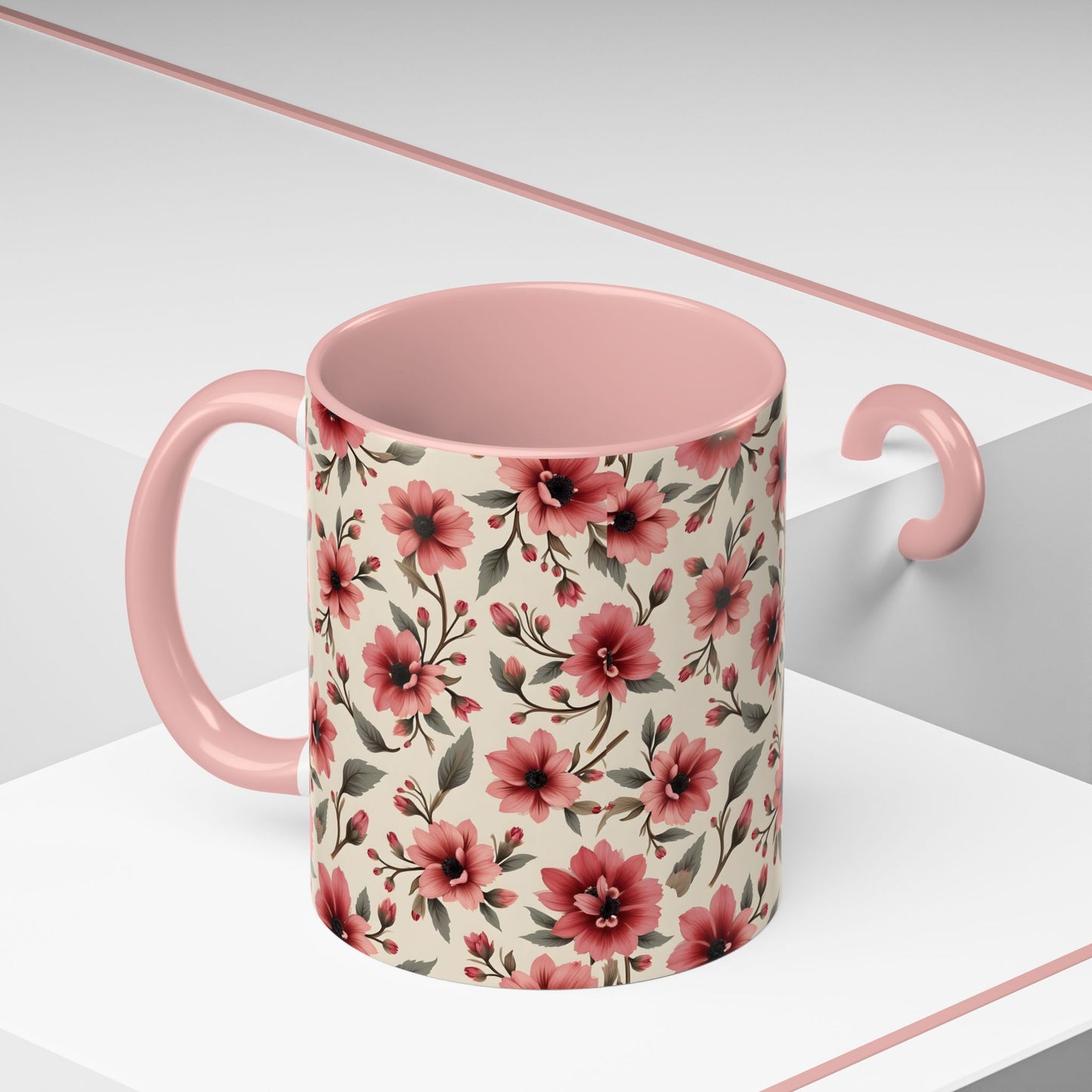 Floral Accent Coffee Mug, Cute Gift for Her, Coffee Lover's Mug, Mother's Day Gift, Housewarming Tea Mug
