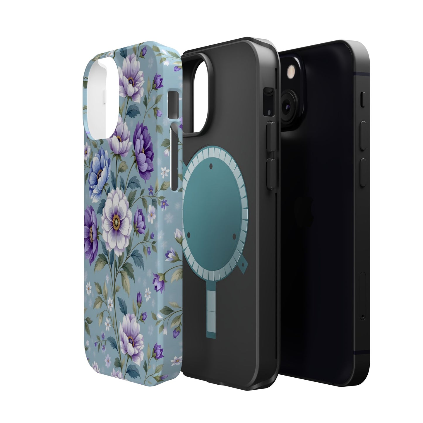 Floral Purple Peony Phone Case — Magnetic Impact‑Resistant Protective Cover