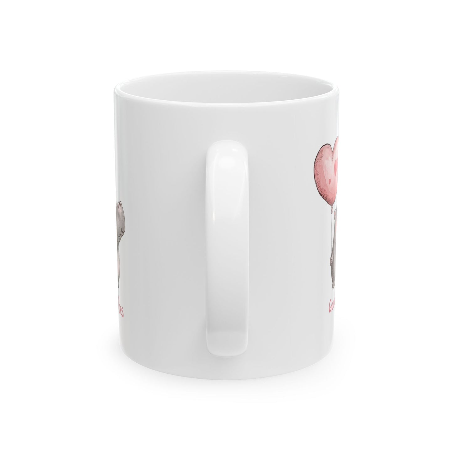 Cute Hippo Good Vibes Ceramic Mug, Gift for Animal Lovers, Positive Quote Coffee Cup, Birthday Present, Valentine's Day