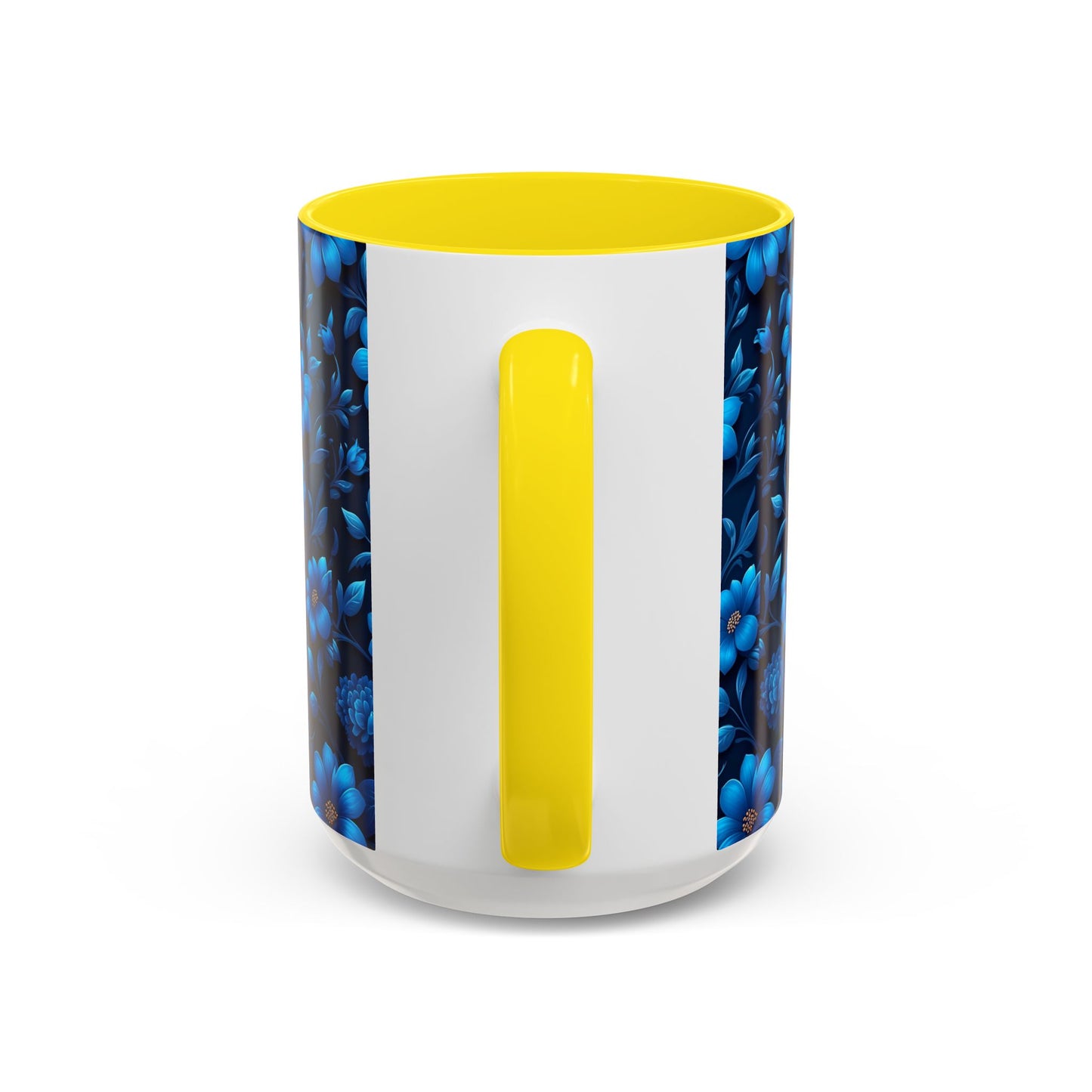 Floral Accent Coffee Mug, Blue Flower Mug, Ceramic Coffee Cup, Gift for Her, Nature-Themed Drinkware, Floral Home Decor, Unique Mug