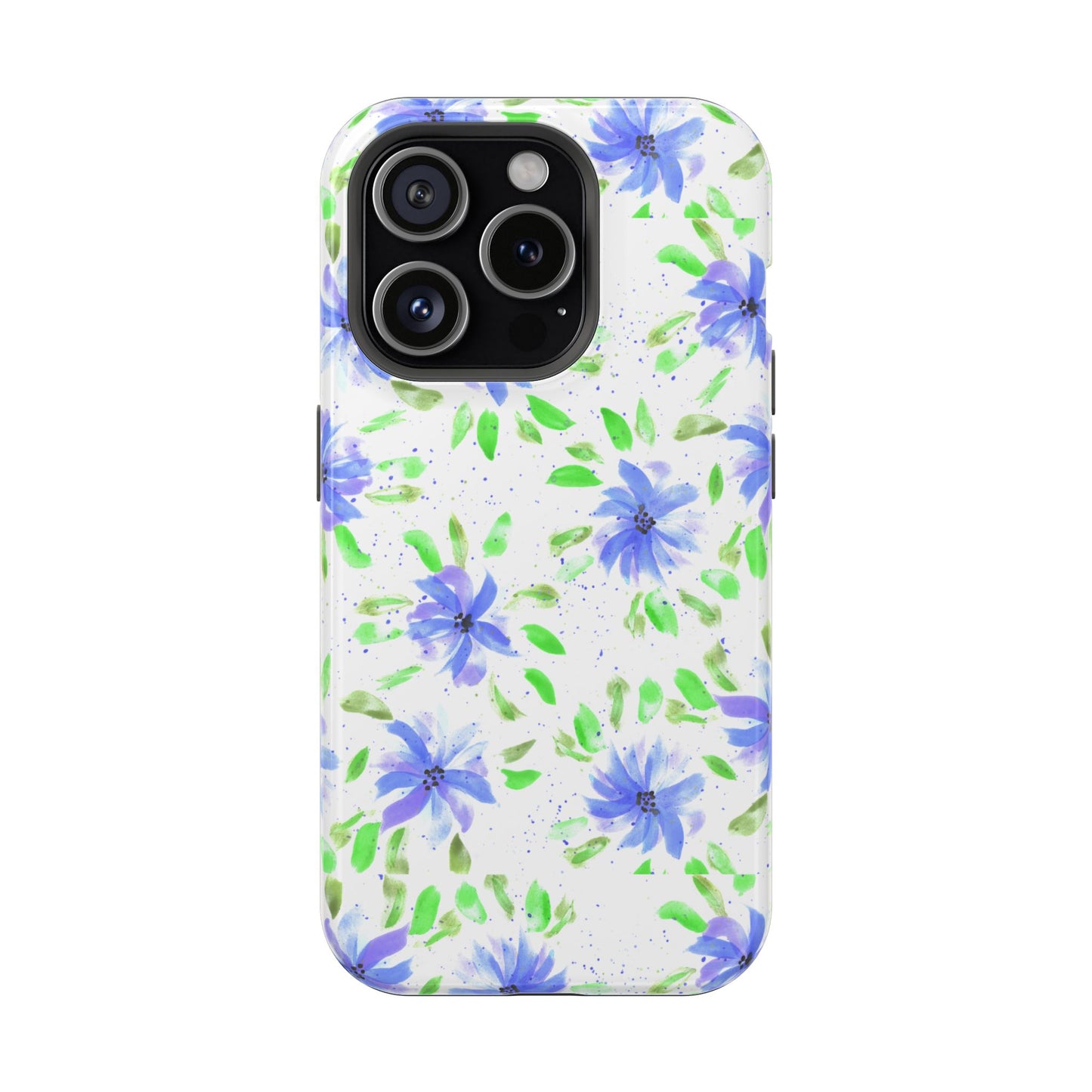 Floral Blue Watercolor Phone Case — Magnetic Impact-Resistant