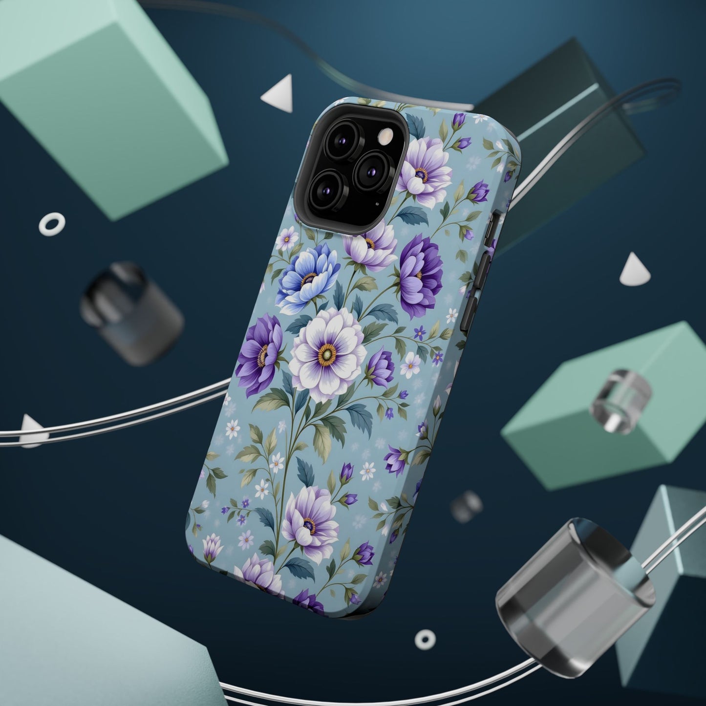 Floral Purple Peony Phone Case — Magnetic Impact‑Resistant Protective Cover