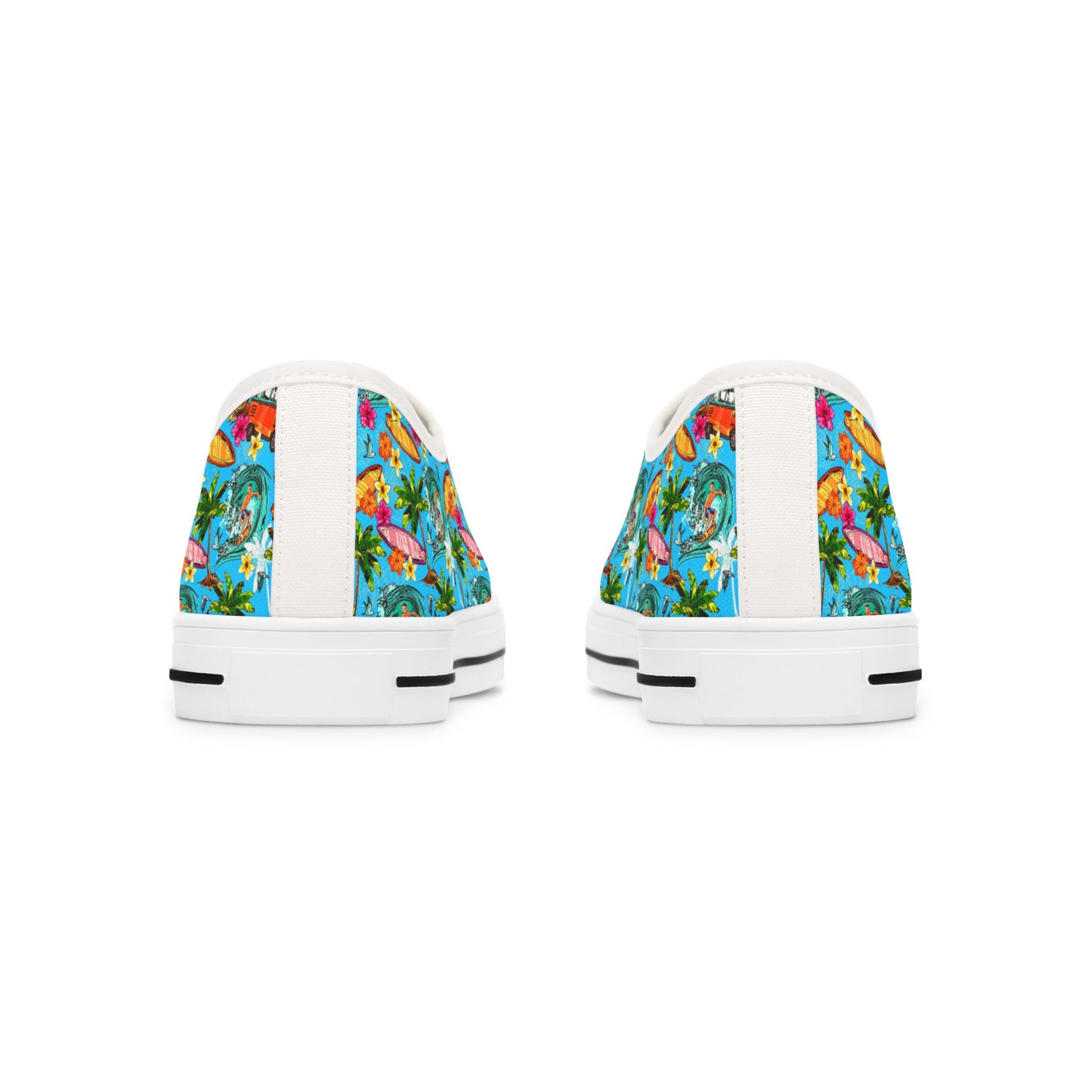 Low Top Sneakers — Tropical Flamingo Print Canvas Shoes
