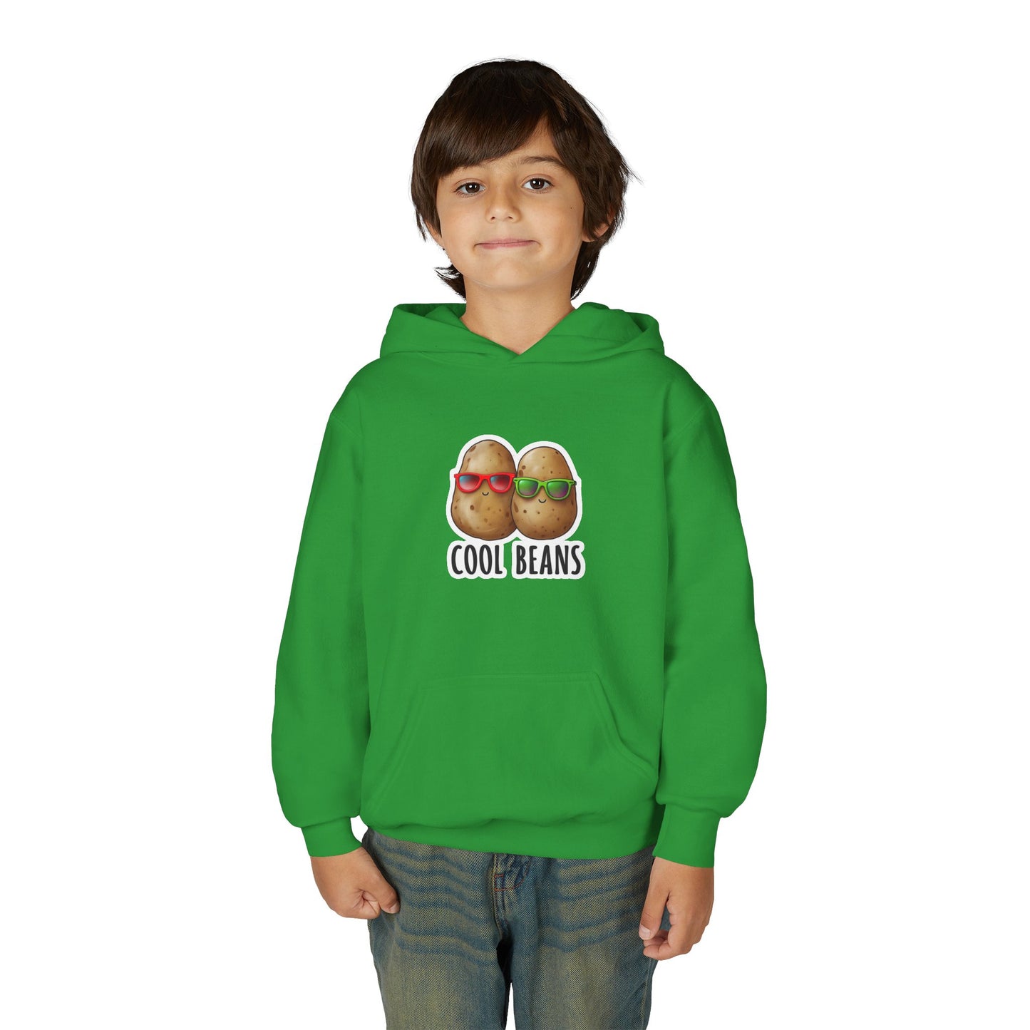 Youth 'Cool Beans' Hoodie – Cute Kids Graphic Sweatshirt with Sunglasses Potato Design