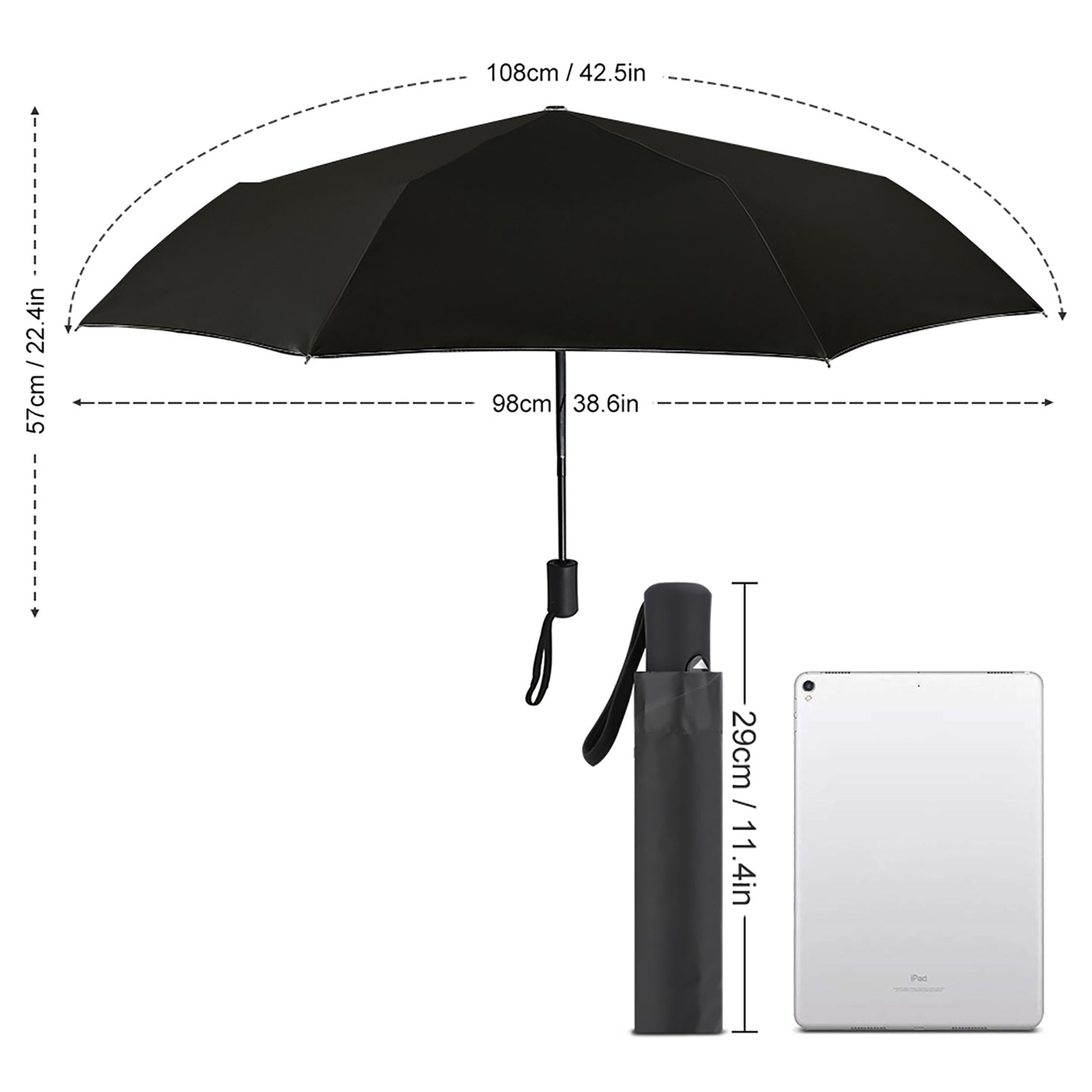 Automatic Umbrella with Hearts Print Inside Pattern