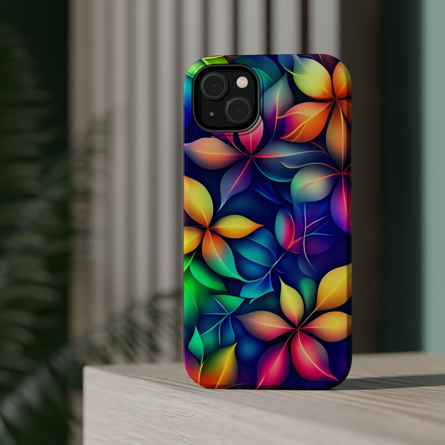 Floral Prism Magnetic Impact-Resistant Phone Case — Colorful Gradient Petal Design