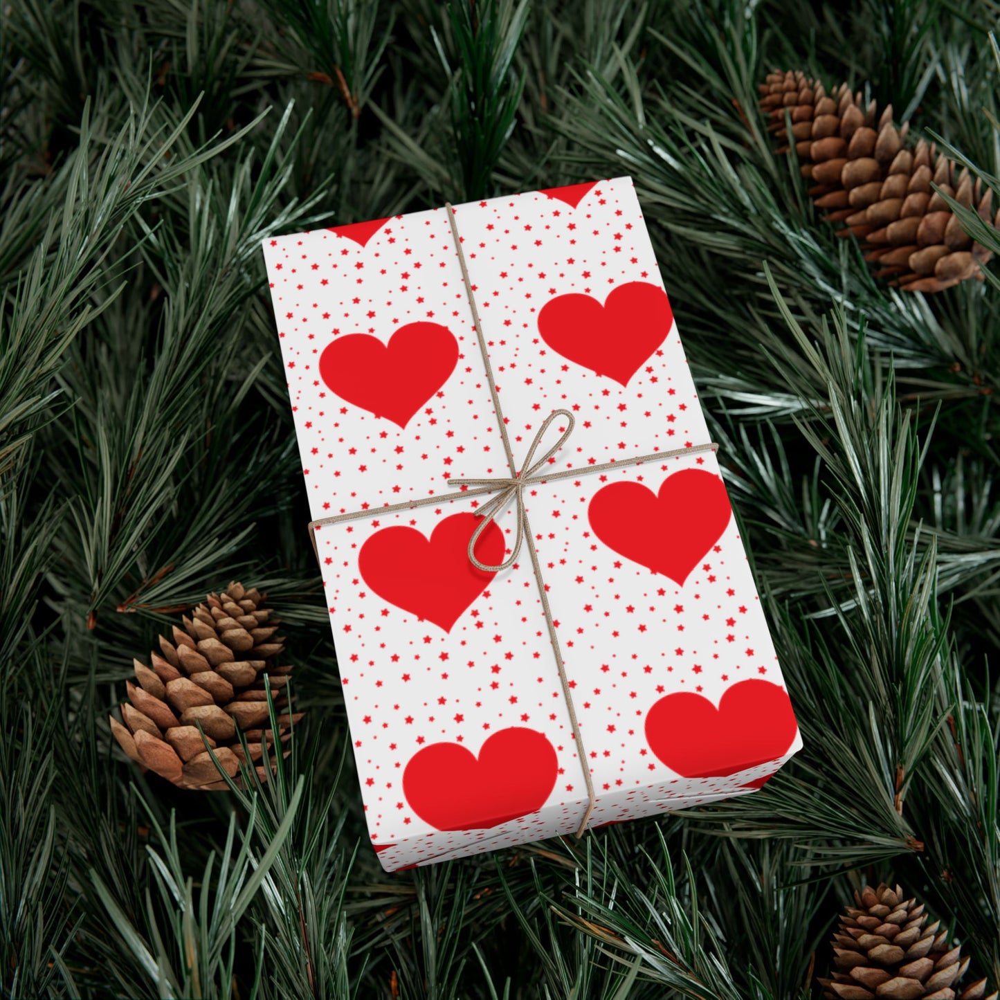 Heart Pattern Gift Wrap Paper — Red Hearts on White for Valentine’s Day & Romantic Gifts