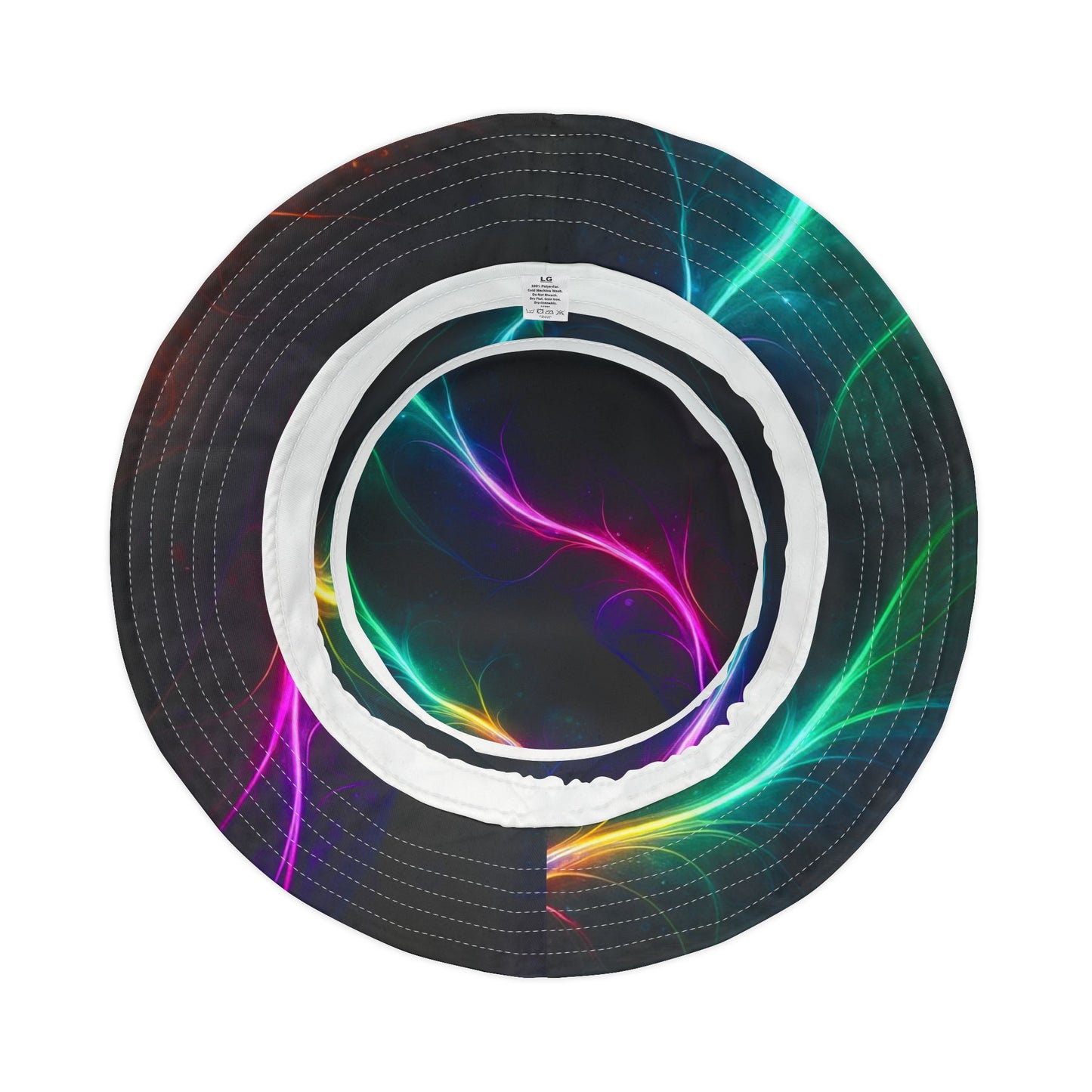 Neon Wave Bucket Hat — Abstract Glow AOP Summer Hat