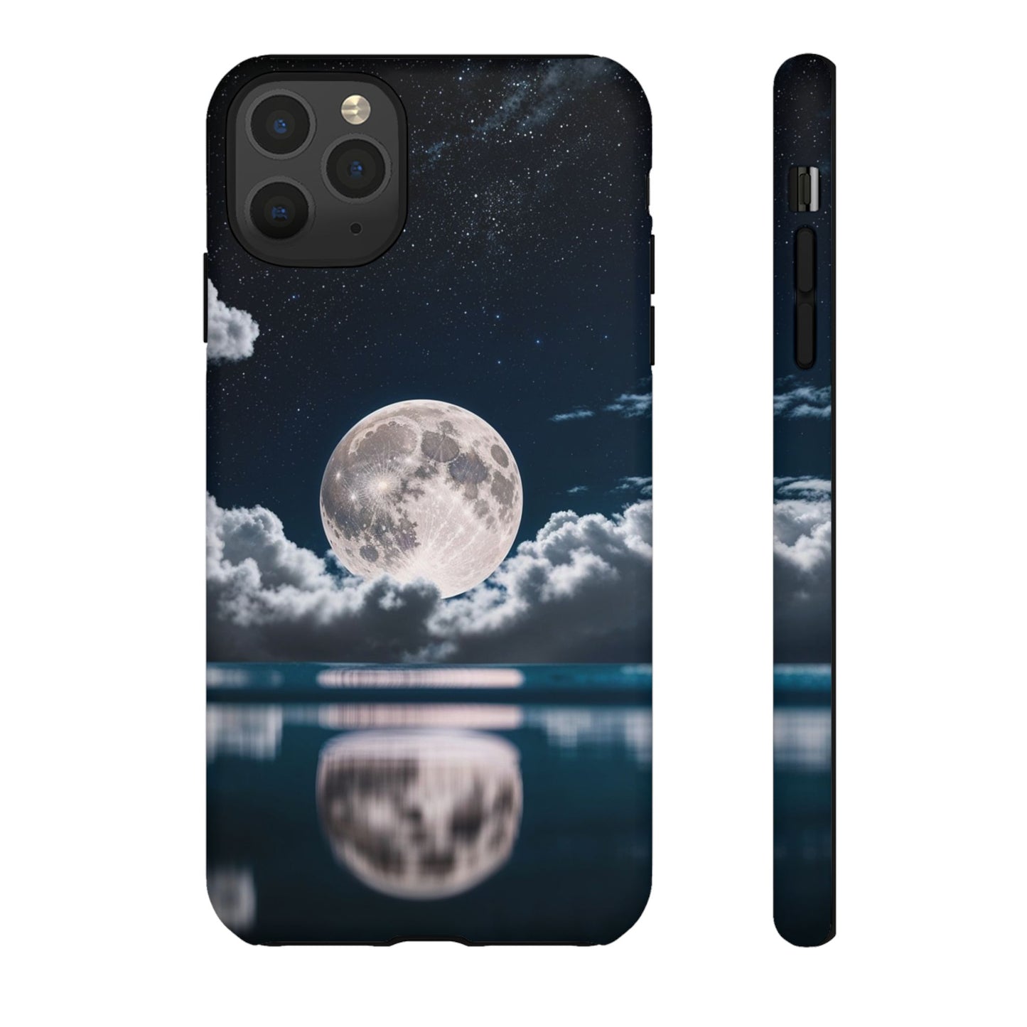 Moonlit Reflection Phone Case — Night Sky Moon & Clouds Tough Case