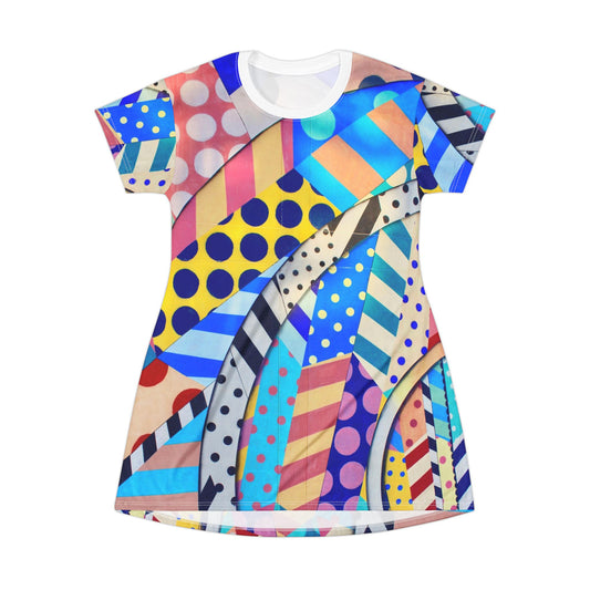 Colorful Pattern T-Shirt Dress, Casual Summer Dress