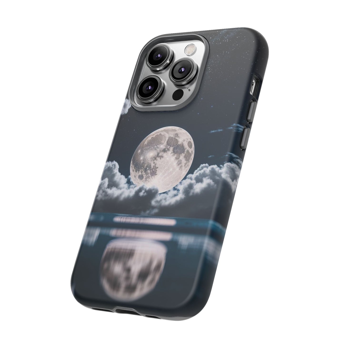 Moonlit Reflection Phone Case — Night Sky Moon & Clouds Tough Case