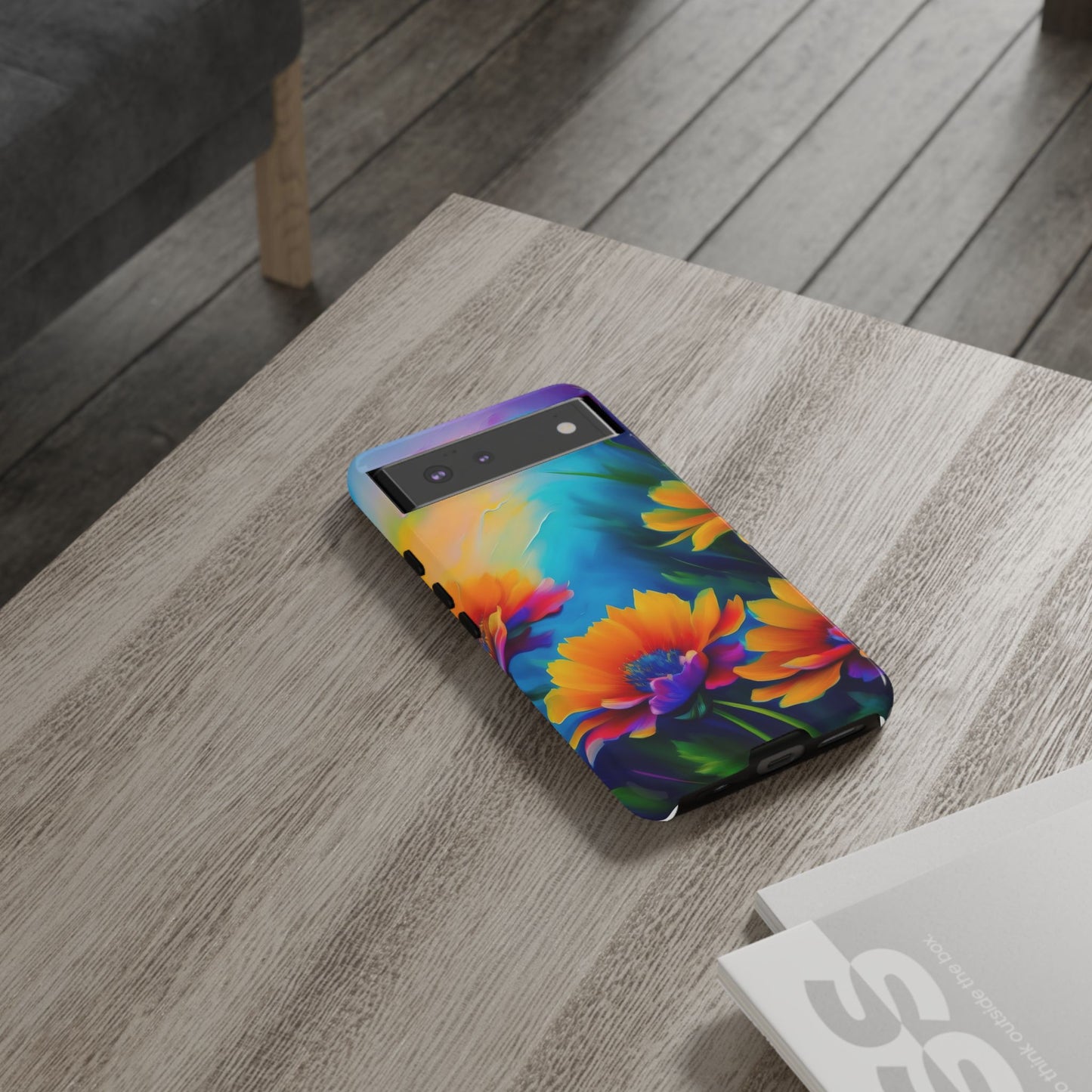 Floral Sunset Tough Phone Case — Vibrant Watercolor Flowers Protective Cover