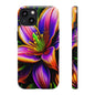 Floral Neon Tough Phone Case — Vivid Purple & Orange Lily Protective Cover