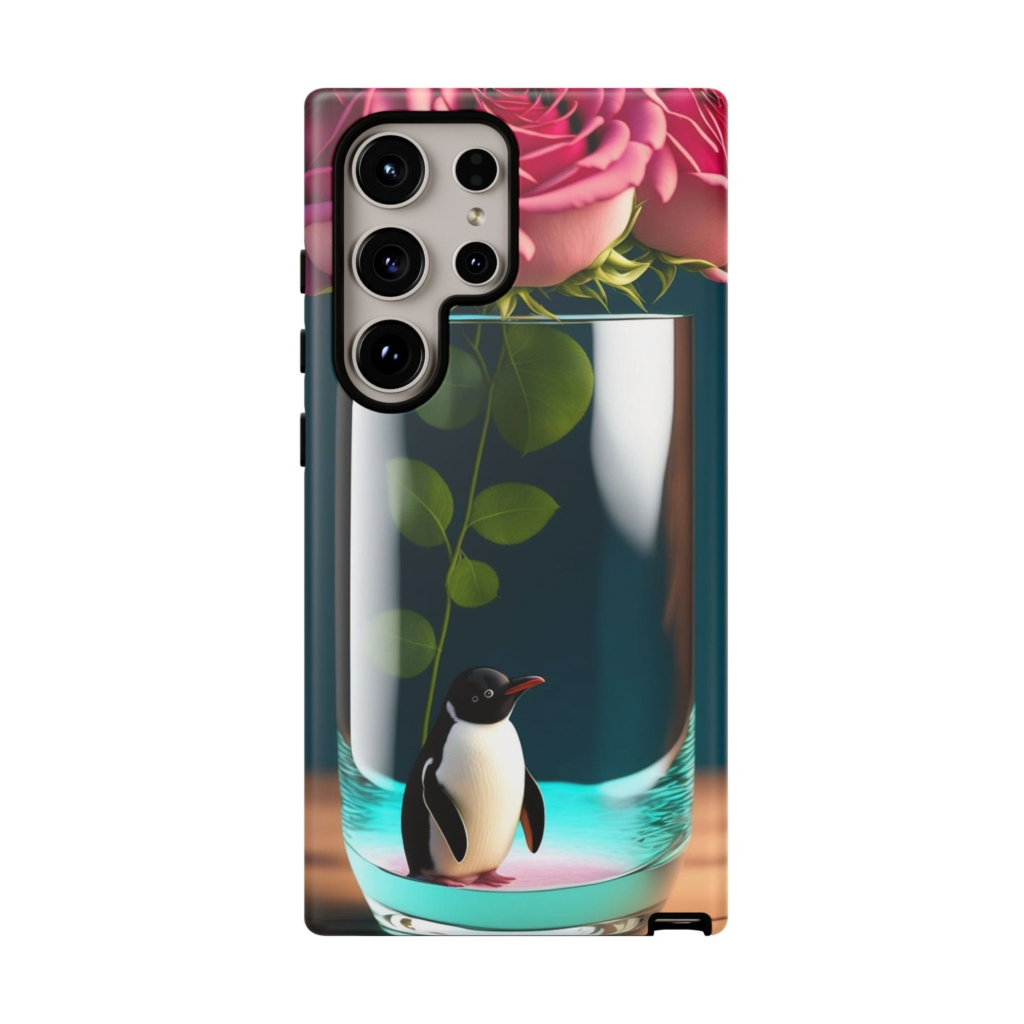 Penguin in a Glass Floral Tough Phone Case — Cute Protective Phone Cover