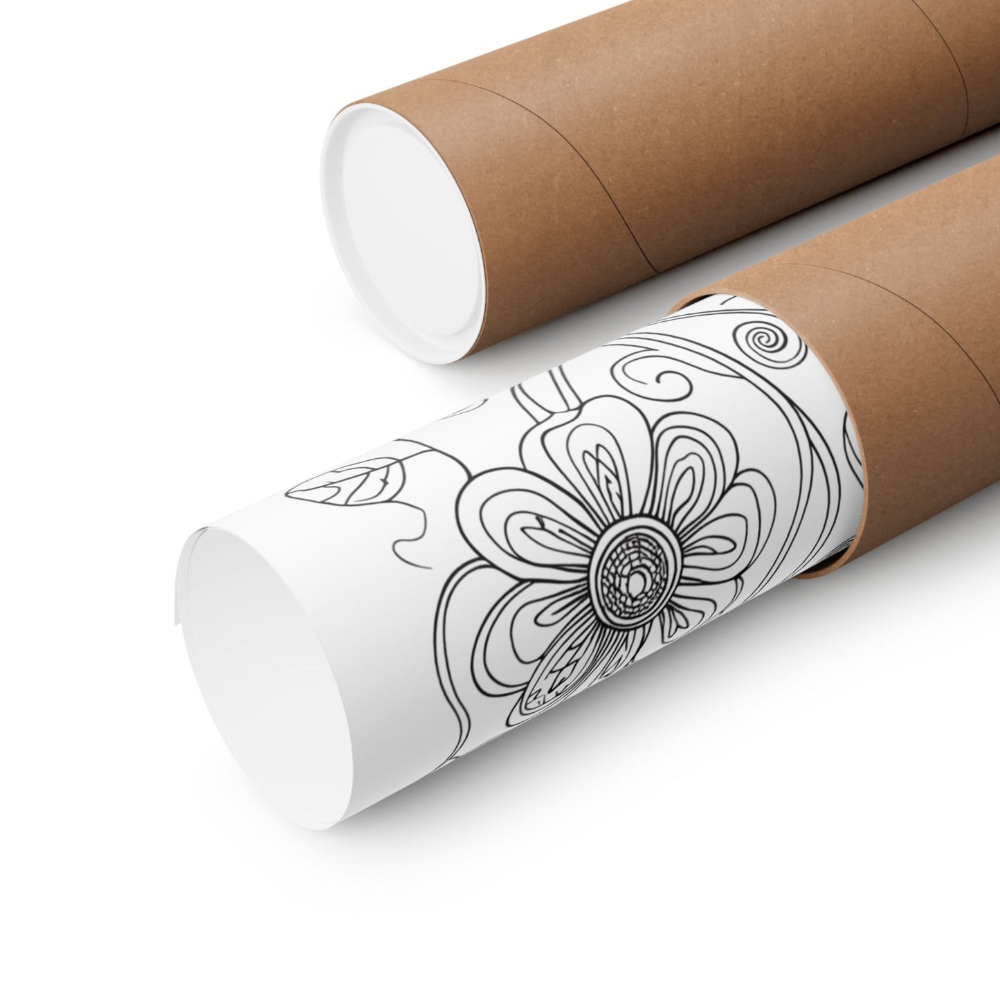 Floral Line Art Poster — Black & White Daisy Bouquet Matte Print - DIY