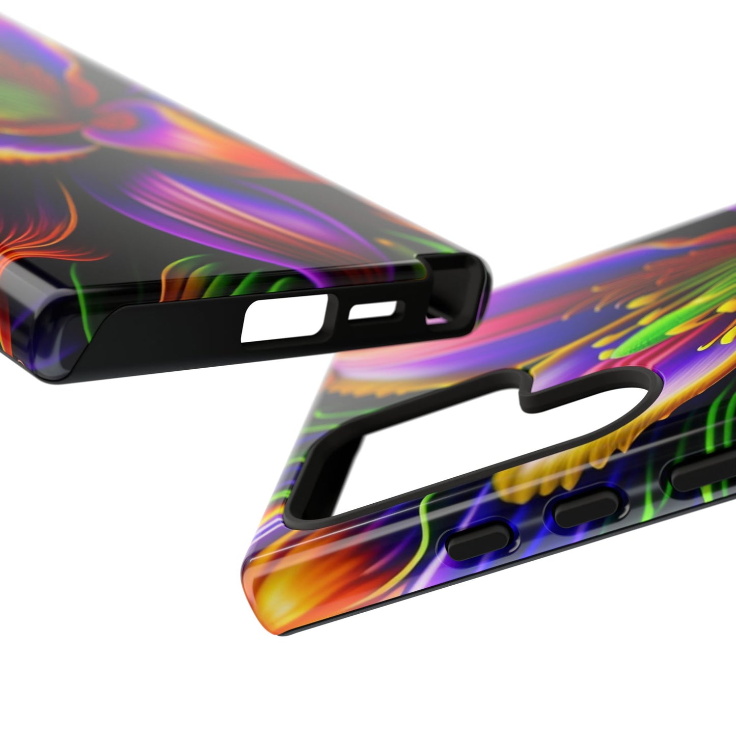 Floral Neon Tough Phone Case — Vivid Purple & Orange Lily Protective Cover