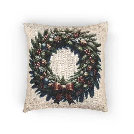 Festive Woven Pillow, Cozy Home Decor, Christmas Decoration, Cozy Gift for Friends, Holiday Accent Pillow