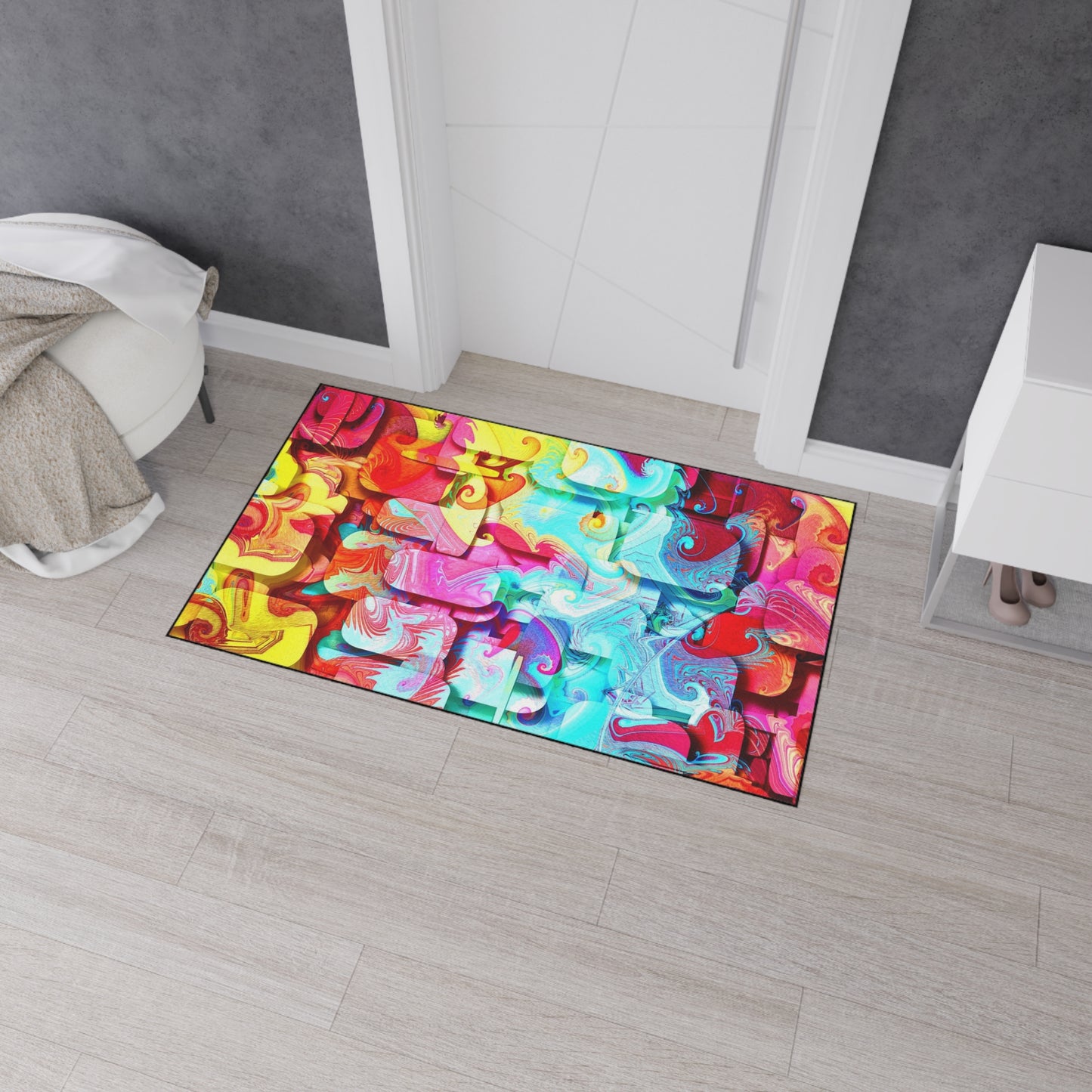Abstract Color Splash Floor Mat — Heavy Duty Non‑Slip Door Rug