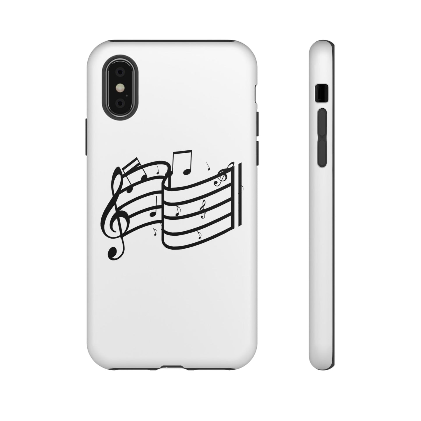 Musical Notes Phone Case — Black Treble Clef Music Staff Tough Case