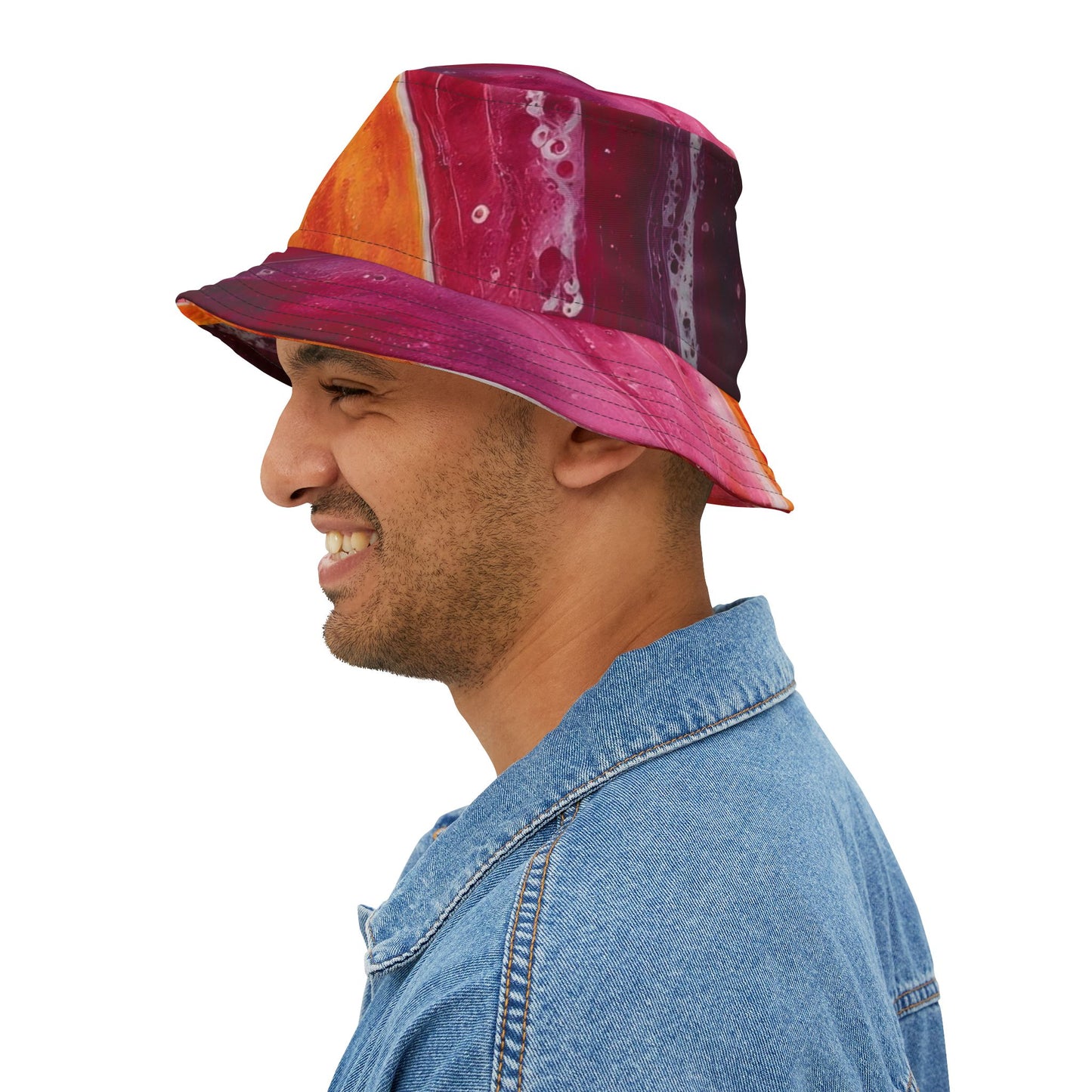 Abstract Sunset Swirl Bucket Hat — Colorful Art AOP Summer Hat