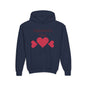 Valentine's Day Kids Hoodie - Pink Heart Trio Youth Sweatshirt