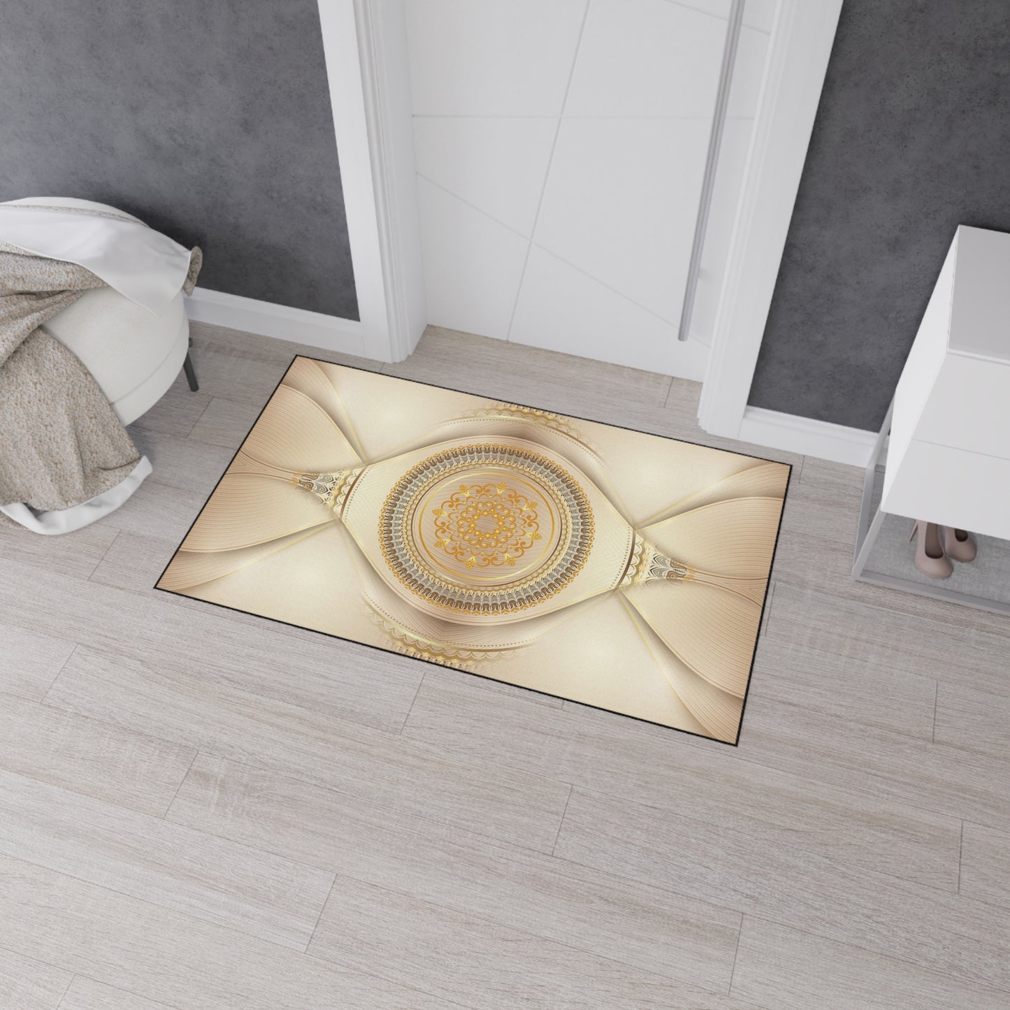 Ornate Mandala Floor Mat — Heavy-Duty Decorative Entrance Rug